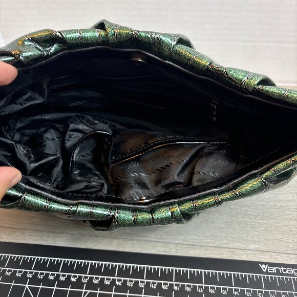 Simply Vera Vera Wang Purse Handbag Green Croc Print Faux Leather Pockets - Picture 2 of 7